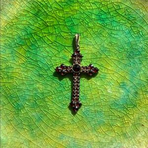 Vintage Bohemian Garnet Cross